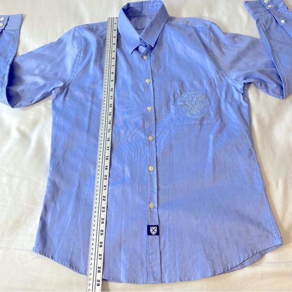 Barbour Tailored Shirt Blue L/S Button Front Nihilo Nisi Duro Large - Picture 9 of 10